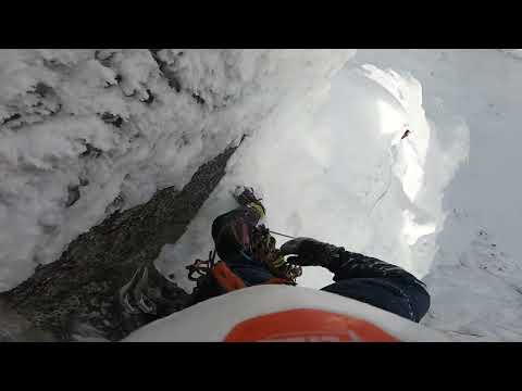 Видео: Зимнее микстовое лазание в Хибинах, 3А Кораблик,  верхний ключик
