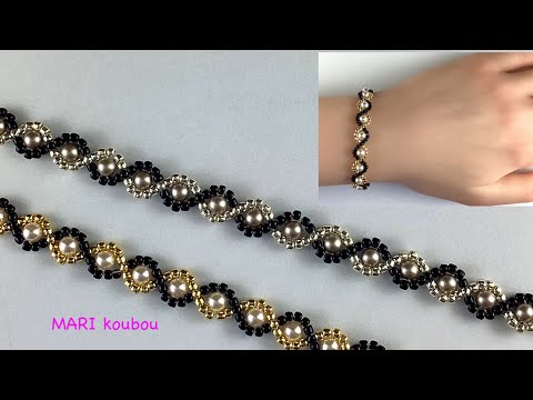 Видео: Браслет из жемчуга 4мм и бисера 11/0