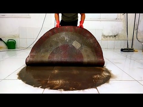 Видео: Невероятная грязная круглая симпатичная чистка ковра удовлетворяющая чистка ковра ASMR