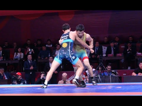 Видео: Греко-римская борьба. Акжол Махмудов - Демеу Жадраев. Чемпионат Азии 2018. Финал, 72 кг