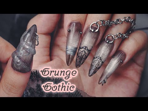 Видео: Пирсинг ногтей?!🖤 Образ готической ведьмы: 3D-змея и цепь ⛓️