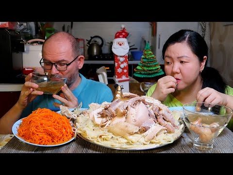 Видео: Мукбанг Бешбармак с курицей / Как встретили Новый год? / Mukbang Beshbarmak with chicken