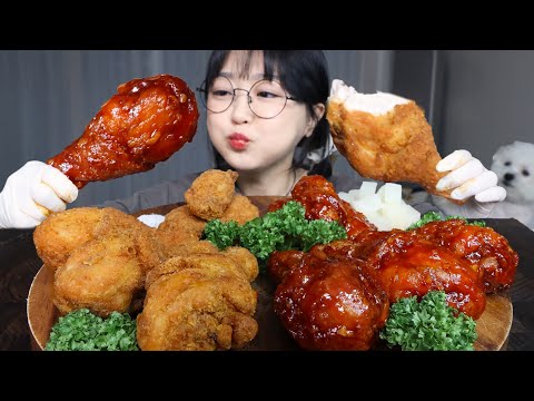 Видео: Хрустящая Жареная Курица & Сладко-Острая Курица Янньом с Холодным Пивом🍗🍺Mukbang ASMR