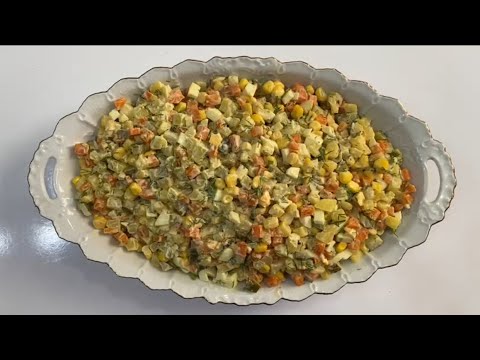 Видео: Салат ,, Столичный "- без зелёного горошка. Salad “Stolichny” (without green peas).