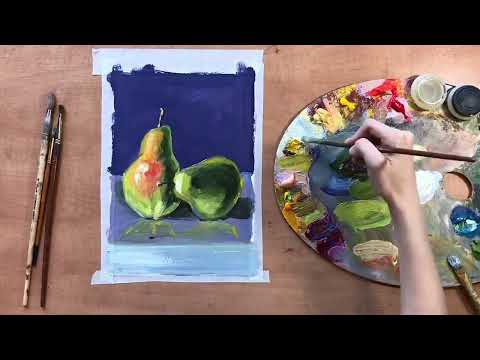 Видео: Картина "Груши". Техника для начинающих художников.