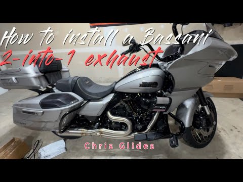 Видео: Как установить выхлопную систему Bassani 2-в-1, Super Bike, на Harley-Davidson CVO Road Glide 202...