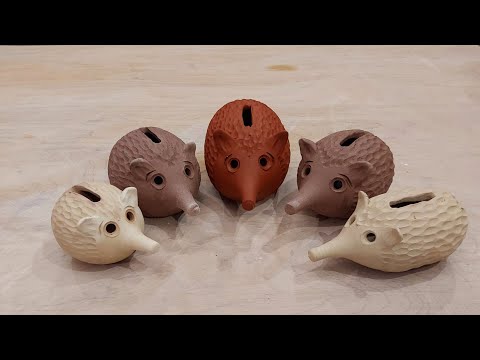 Видео: Керамические ёжики! (копилки и садовый декор)