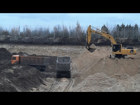 Видео: Погрузка песка , вопрос к экскаваторщикам ?