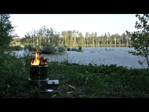 Видео: Печка щепочница,турбо