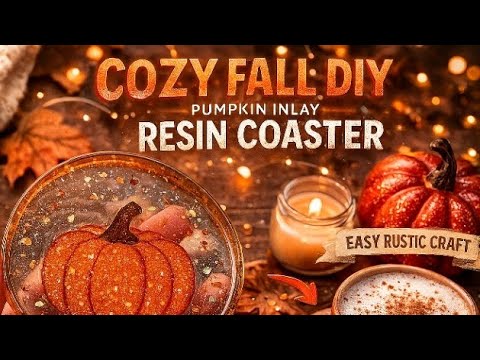 Видео: 342/Красивая осенняя подставка под стакан с инкрустацией: простая поделка из смолы #руководство #...