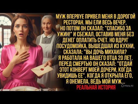 Видео: МУЖ СБЕЖАЛ из ресторана, оставив меня без денег — и вдруг посудомойка спросила «ВЫ ДОЧЬ МИХАИЛА?»…