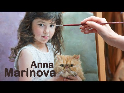Видео: PORTRAIT PAINTING. GIRL WITH A CAT. ANNA MARINOVA. How to paint a cat. Анна Маринова