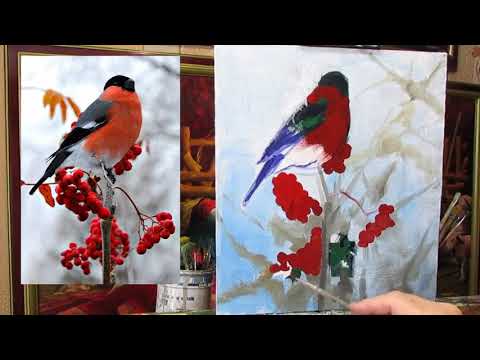 Видео: СНЕГИРЬ   НА   ВЕТКЕ   РЯБИНЫ   А  ,  МИШИН