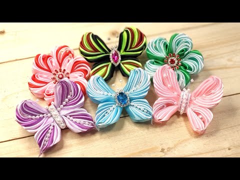 Видео: Бабочки и цветы канзаши из атласных лент 🌼 DIY satin ribbon butterfly flower
