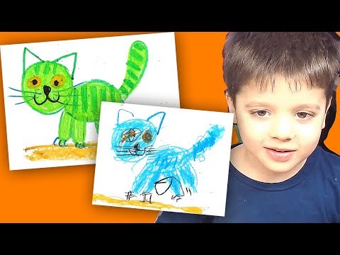 Видео: Рисуем с Ромой КОШКУ цветными мелками