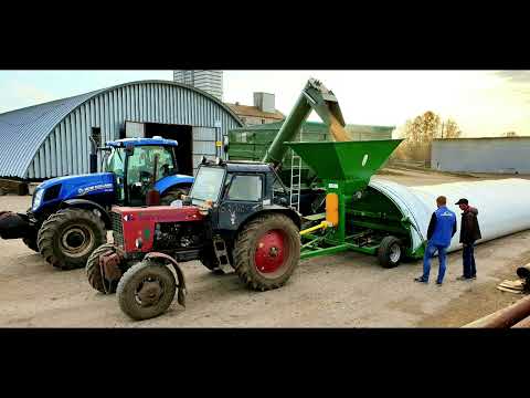 Видео: Запаковка в рукава для хранения зерна