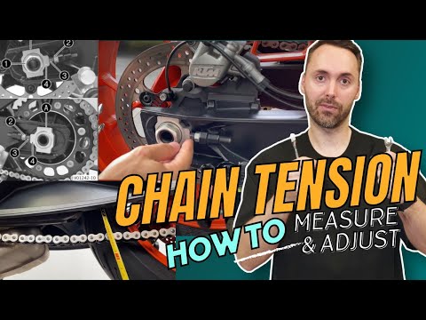 Видео: Как измерить натяжение цепи и как отрегулировать натяжение цепи на KTM 790