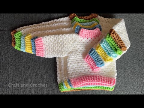 Видео: Как связать свитер крючком разных размеров для начинающих / Вязаный свитер крючком для малышей / ...