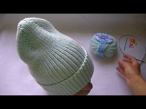 Видео: ВЯЖЕМ МОДНУЮ  ШАПКУ РЕЗИНКОЙ 1*1 С УДЛИНЕННОЙ   МАКУШКОЙ.          КОЛИЧЕСТВО ПЕТЕЛЬ КРАТНОЕ 8.