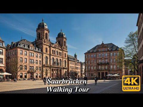 Видео: Saarbrücken в 4K | Исследуйте Людвигскирхе, Шлоссплатц и Старый город