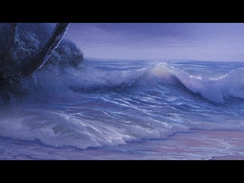 Видео: Тропическое побережье, залитое лунным светом — морской пейзаж