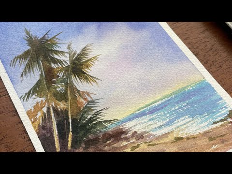 Видео: Рисуем пейзаж с океаном острова Бали. Пошаговый мастер-класс