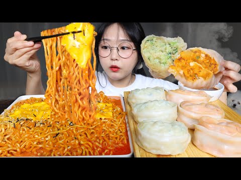 Видео: Острая сырная лапша и большие пельмени🍜🥟Mukbang ASMR