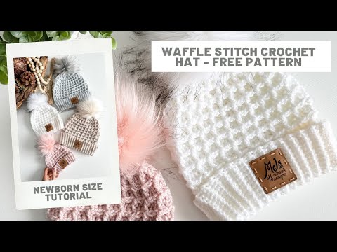 Видео: Узор для вязания крючком шапки вафельным узором