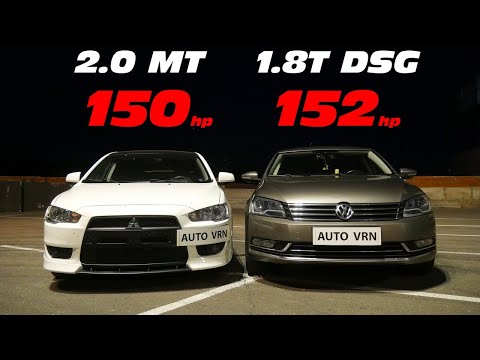 Видео: Японец приехал РВАТЬ VAG!!! Mitsubishi Lancer 10 2.0 МТ vs Passat B7 1.8T DSG ГОНКА!!!