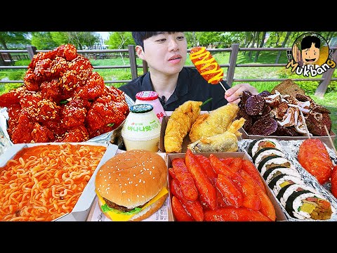 Видео: ASMR MUKBANG | Хрустящая жареная курица, Чизбургер, кимбап рецепт ! принимать пищу