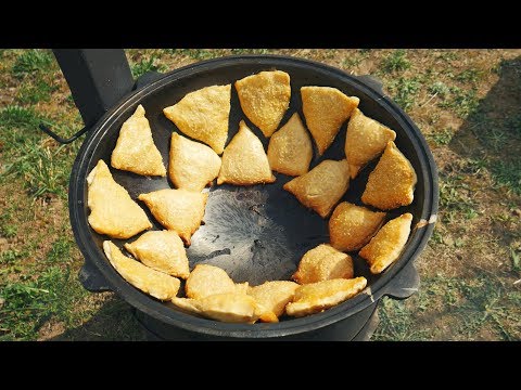 Видео: СУПЕР САМСА В КАЗАНЕ НА КОСТРЕ