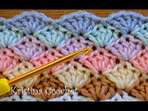 Видео: Простой урок по вязанию крючком узора «ракушка» (на английском языке)