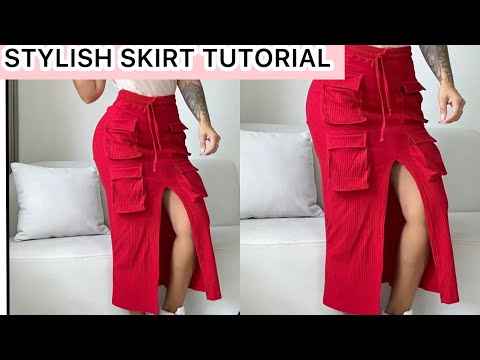 Видео: Как сшить облегающую юбку с резинкой на талии и разрезом спереди | раскрой и пошив юбки | #легко