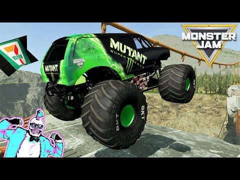 Видео: Monster Jam: БЕЗУМНЫЕ прыжки и столкновения на большой скорости, карта №5 | BeamNG Drive