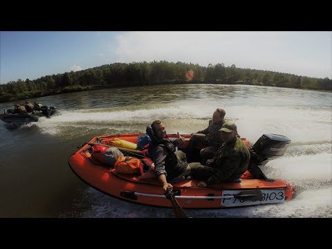 Видео: Белая Уса   Солар 420 JET + Tohatsu 50  &  Выдра 550 + Mercury 50EO