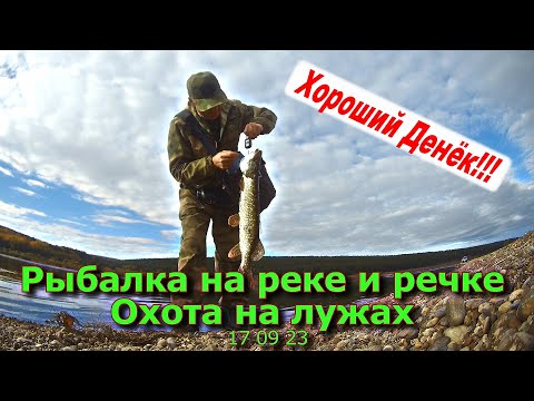 Видео: Рыбалка на реке и речке Охота на лужах 17 09 23