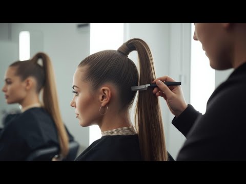 Видео: Сначала побрейте заднюю часть головы бритвой | Длинные волосы, стрижка «андеркат» с гладким хвост...