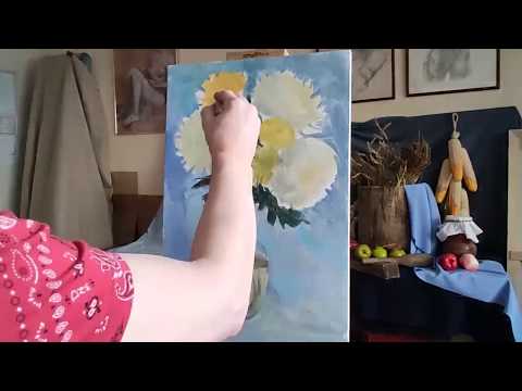 Видео: МАУ "МКДЦ"  занятие живопись маслом "Хризантемы"
