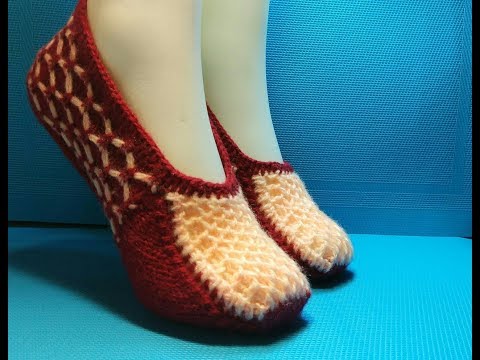 Видео: Вязание спицами домашние тапочки #179