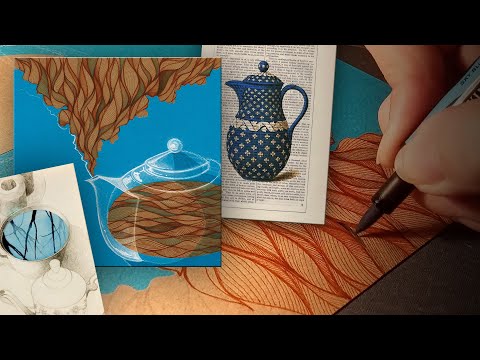 Видео: Рисуем чайник или "Безумное чаепитие") Чай, чашки и чайники в графике. Видео урок