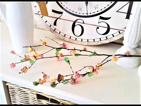 Видео: ЦВЕТУЩАЯ ВЕТКА ИЗ ЯИЧНЫХ ЛОТКОВ...FLOWING BRANCH OF EGG TRAYS ...