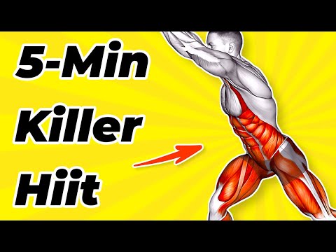 Видео: ➜ БЫСТРО ПОТЕРЯЙТЕ ЖИР НА ЖИРЕ ➜ 5-минутная высокоинтенсивная тренировка ➜ Упражнения стоя