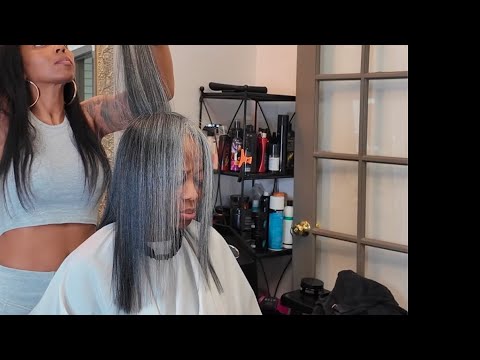Видео: 250 долларов США Шелковый пресс и стрижка на натуральных седых волосах 👩🏽‍🦳