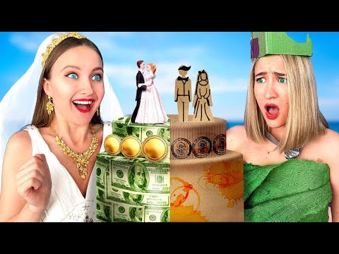 Видео: Богатая невеста против бедной невесты 💖 Челлендж дорогой против дешевой еды!