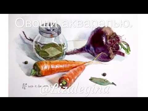 Видео: Как нарисовать свеклу и морковь акварелью