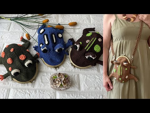Видео: Сумка лягушка для телефона крючком с фермуаром. ЧАСТЬ2. Полный МК