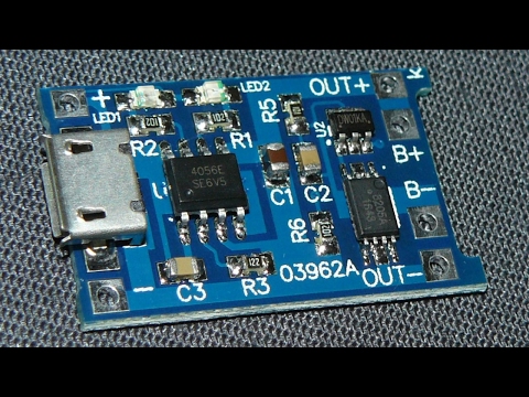 Видео: Модуль заряда micro USB TP4056 5В 1А с защитой плата контроля заряда разряда li-ion аккумулятора