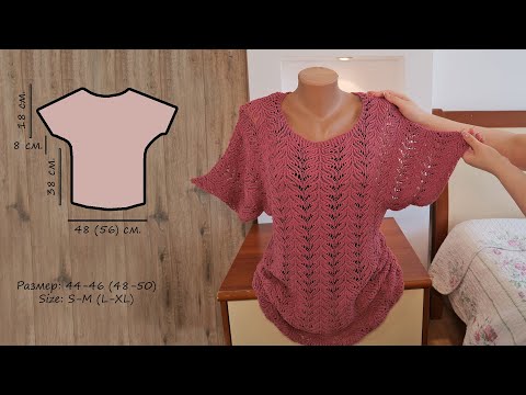 Видео: Кружевная кофточка спицами (часть 3) 🦚 Lace blouse knitting pattern (part 3)