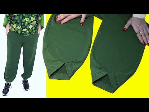 Видео: Костюм ЛИМОНЧЕЛЛО 🍋 БРЮКИ трикотаж 👖 Новое  решение низа 😲 Пошагово моделирую, крою, обрабатываю швы
