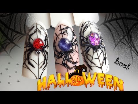 Видео: МК Паук / Жидкий камень / Дизайн ногтей на Хэллоуин / Halloween